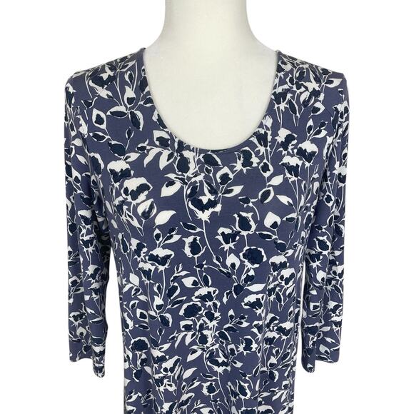 Garnet Hill Seamed Knit Trapeze Dress Nightshadow Floral Small Travel Vacation - Picture 4 of 15